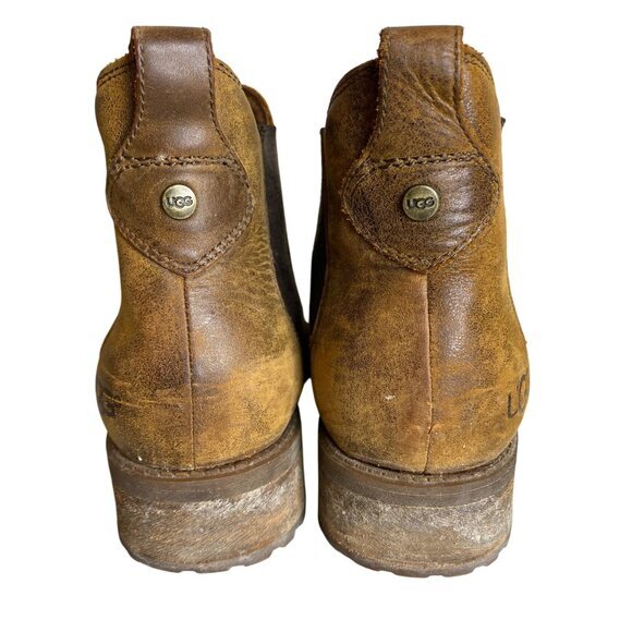 Ugg Brown Bonham Leather Ankle Boots Size 6 - Picture 4 of 9